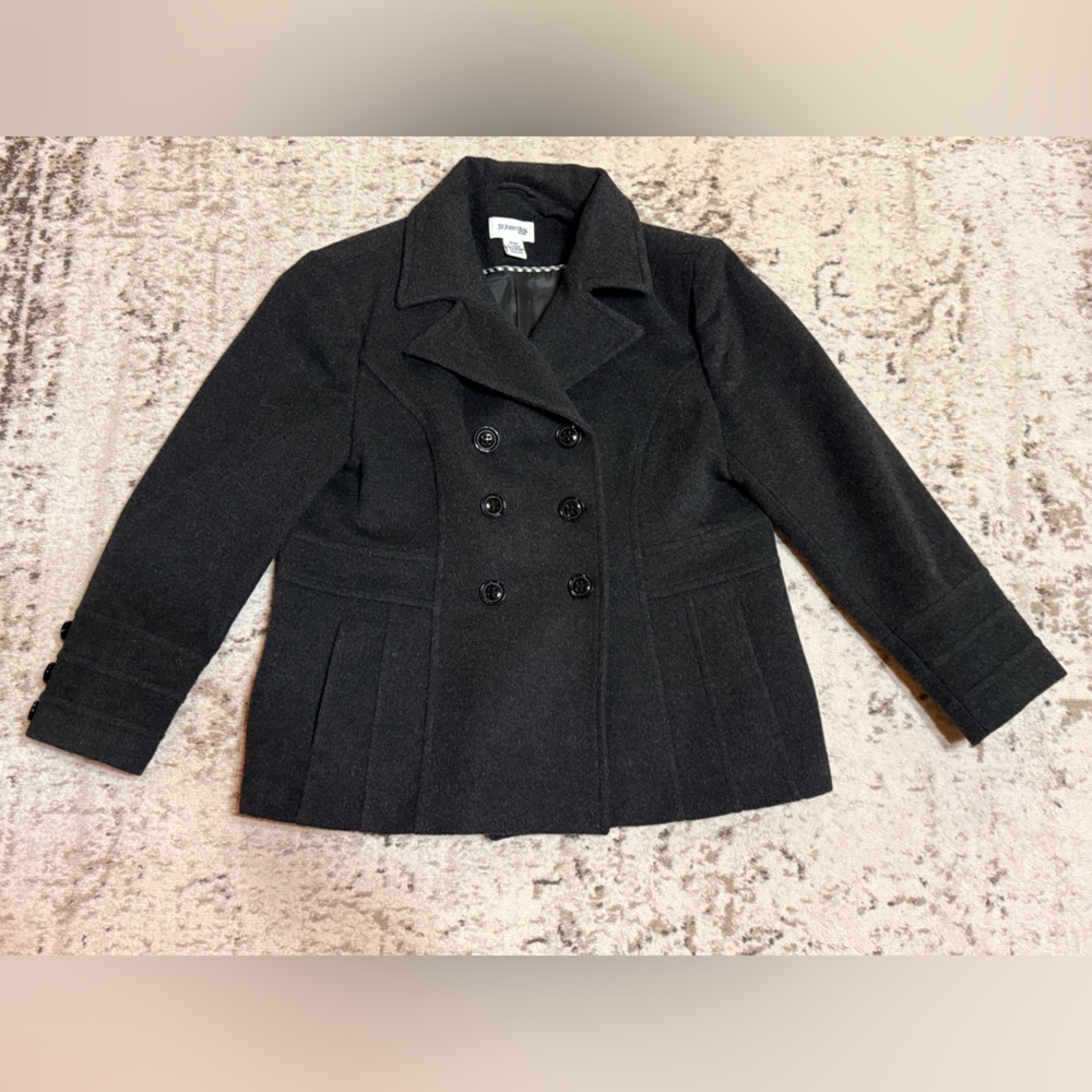 St John's Bay Womens Petite Winter Double Breasted Pea Coat Sz XL